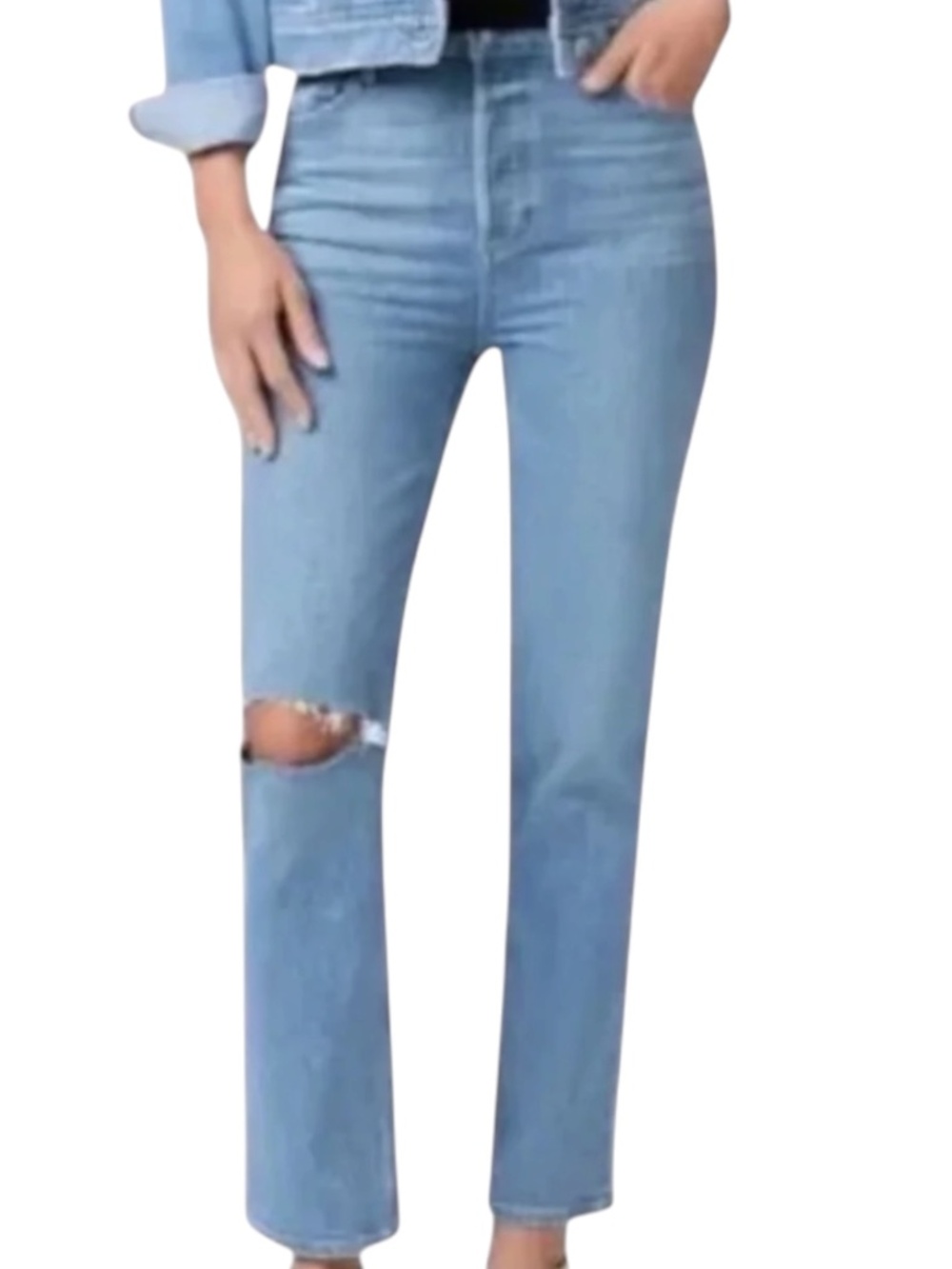 PAIGE Stella High Rise Straight Leg Jeans Peace Out Size 24 NWT